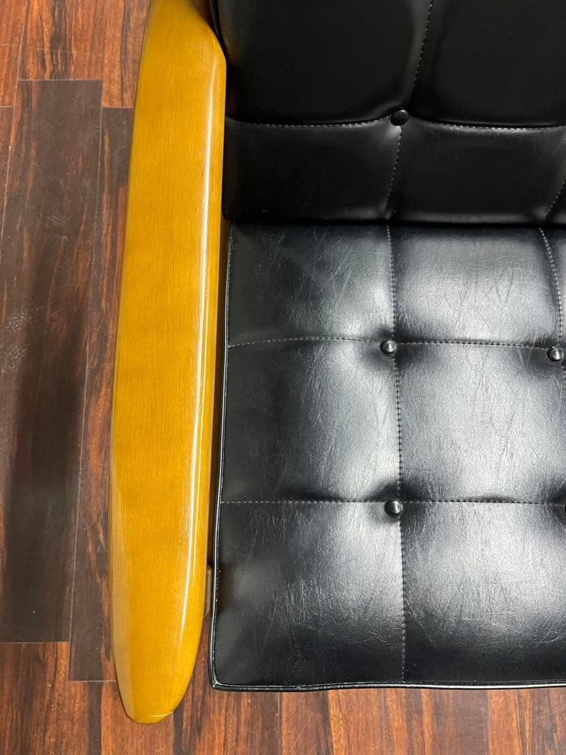 カリモク karimoku アームチェア 1人掛け ブラック レザー 木製 椅子