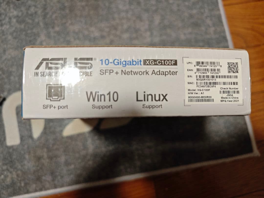 Asus 10Gbps ギガビットイーサネット XG-C100F