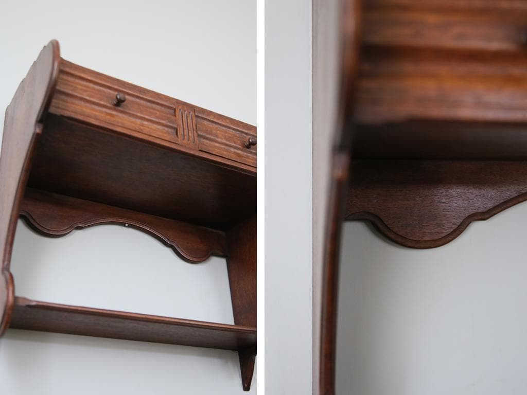 フランスアンティーク木製ウォールシェルフ/壁掛けラック/飾り棚(90-235)