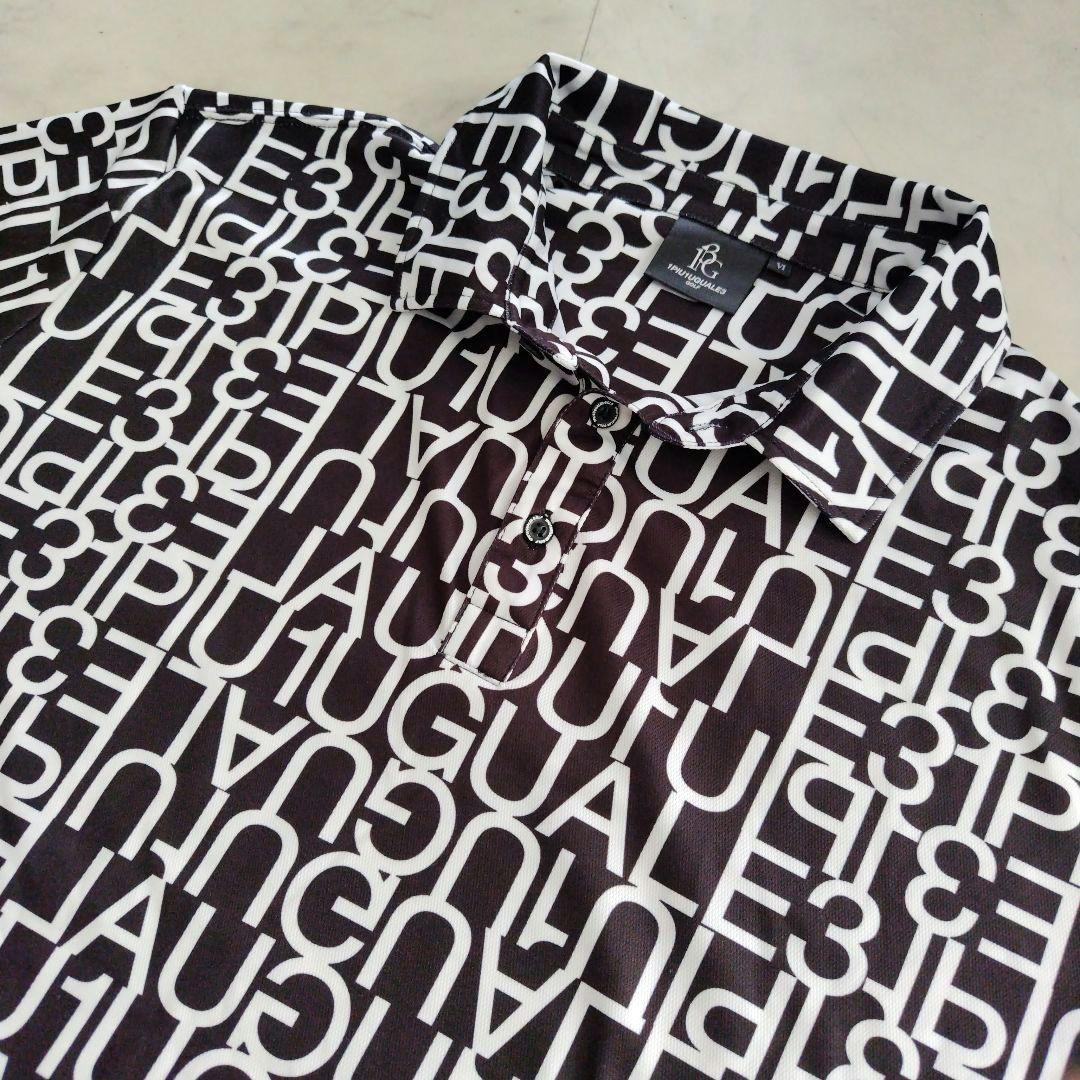 【美品】1PIU1UGUALE3 GOLF ロゴ ポロシャツ 半袖 XL 白黒