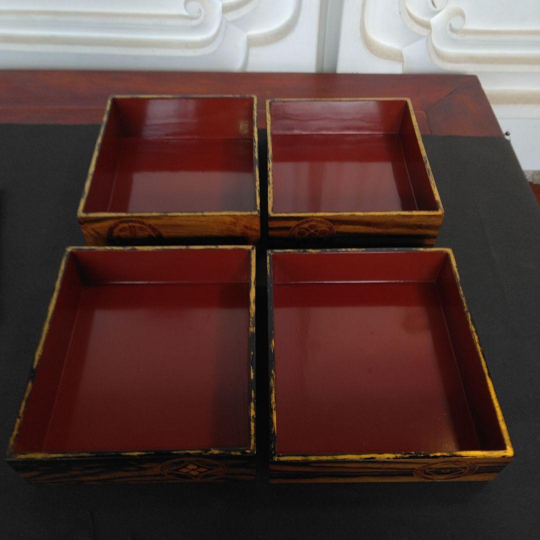 重箱　黒柿　象嵌