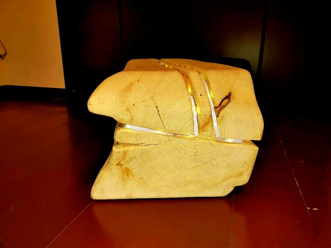 『限定価格』四国霊峰石鎚山産②大型天然ひのき切り株テーブルベンチ