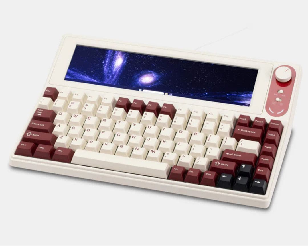 AKP846 ディスプレイメカニカルキーボード レトロレッドホワイト