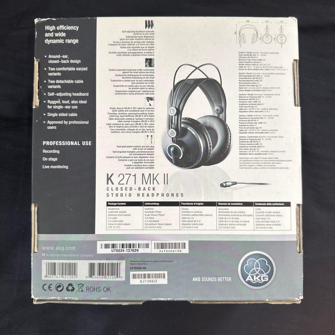 AKG K 271 MK II 2 有線ヘッドホン ブラック
