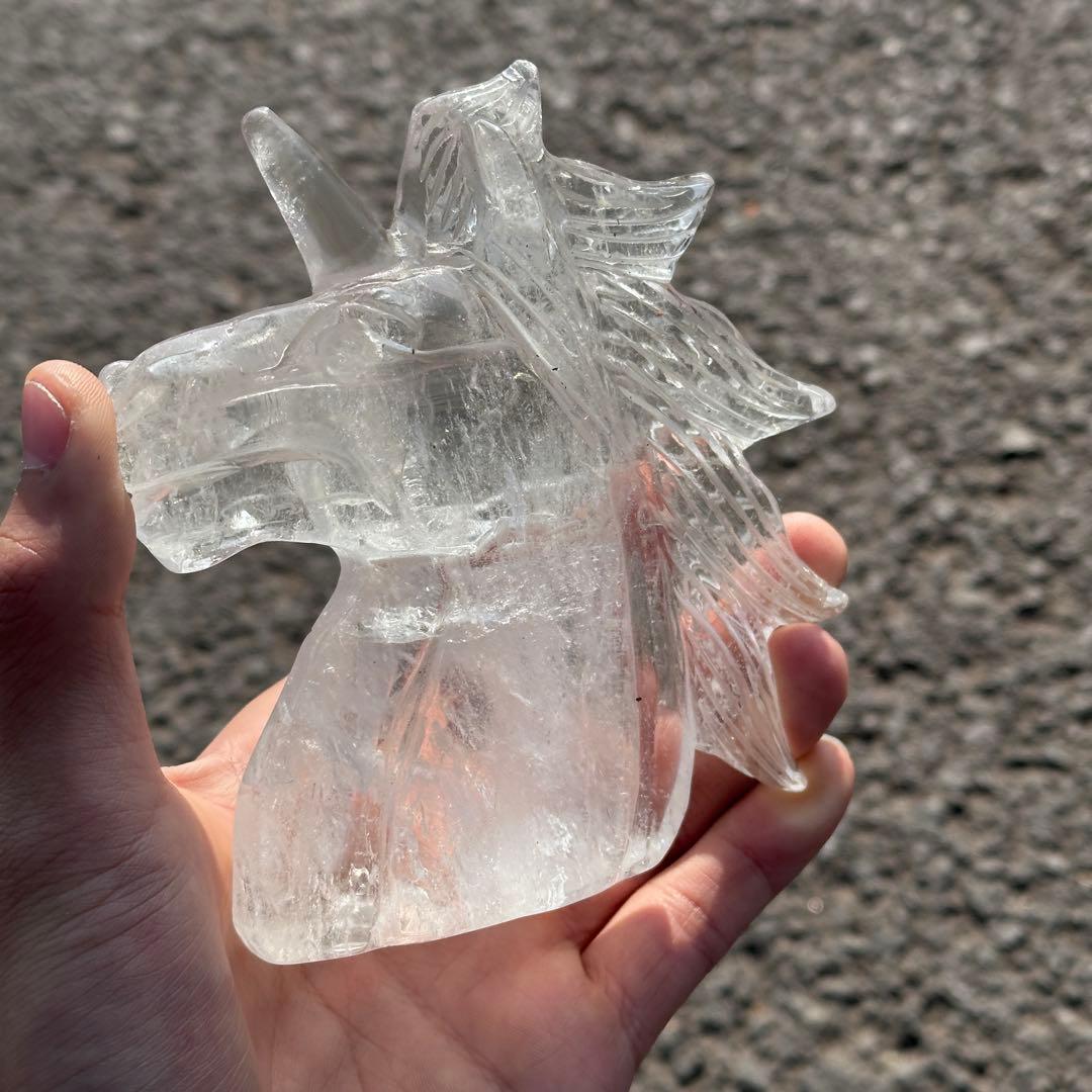 天然石水晶のユニコーン置物　ご購入前に在庫確認必要G.276