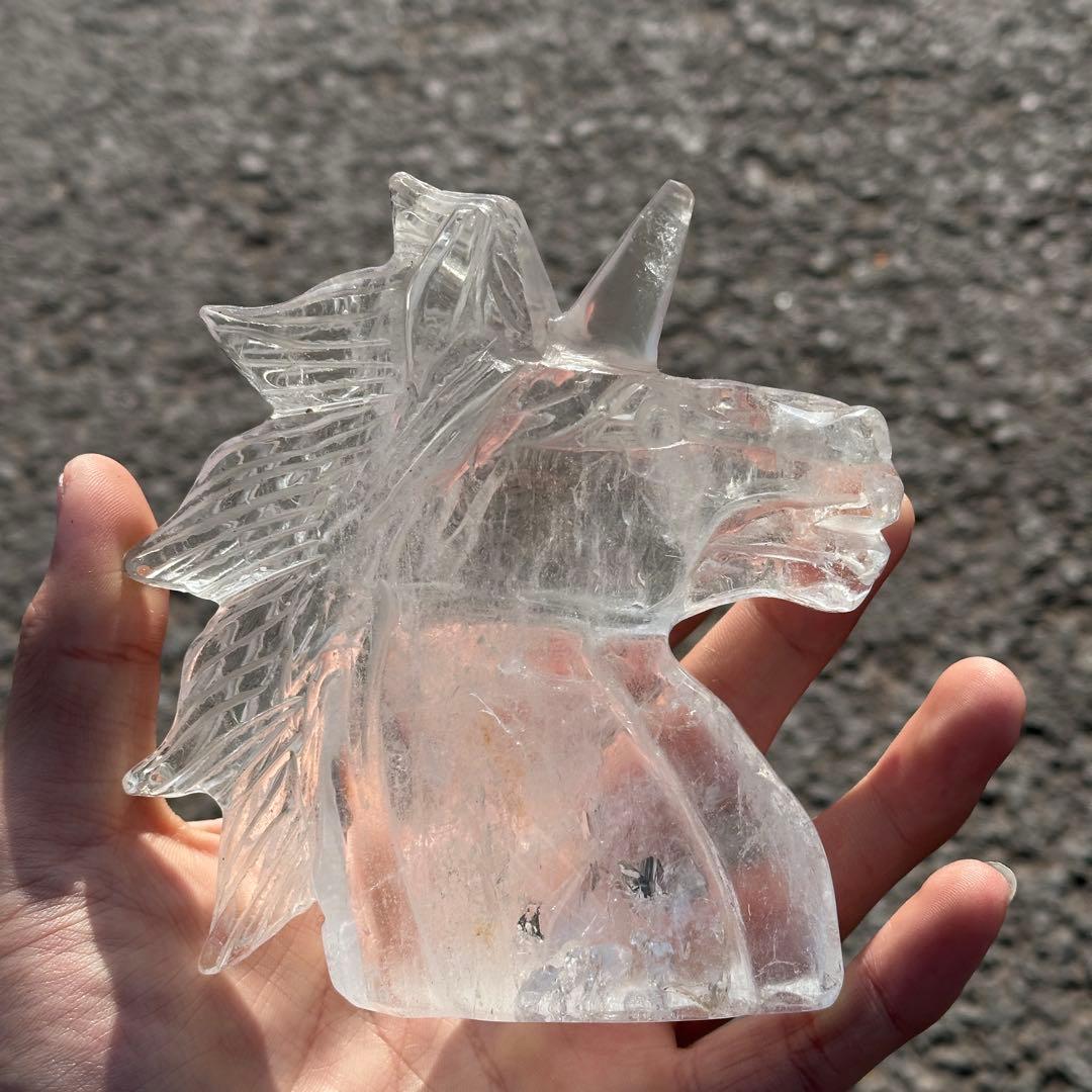 天然石水晶のユニコーン置物　ご購入前に在庫確認必要G.276