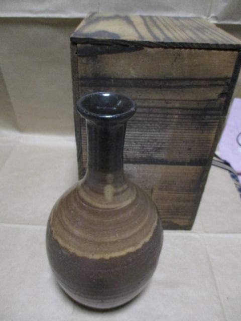 古唐津弓野二彩徳利　古箱付き　I15-3