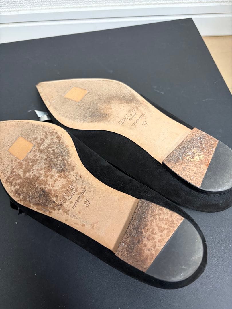 JIMMY CHOO ジミーチュウ ポインテッドトゥ フラットシューズ ブラック