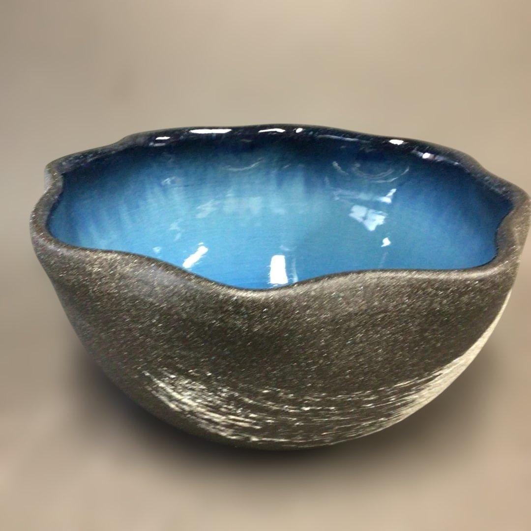 信楽焼　陶器　めだか鉢　睡蓮鉢　ブルー(大)37cm