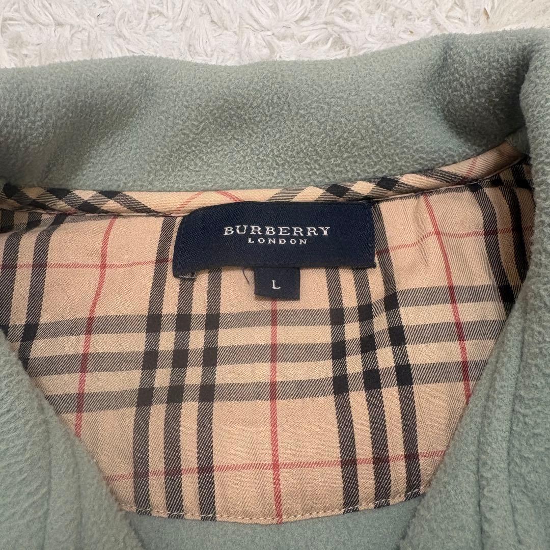 バーバリーロンドン フリースプルオーバー ハーフジップ ノバチェック デカロゴ