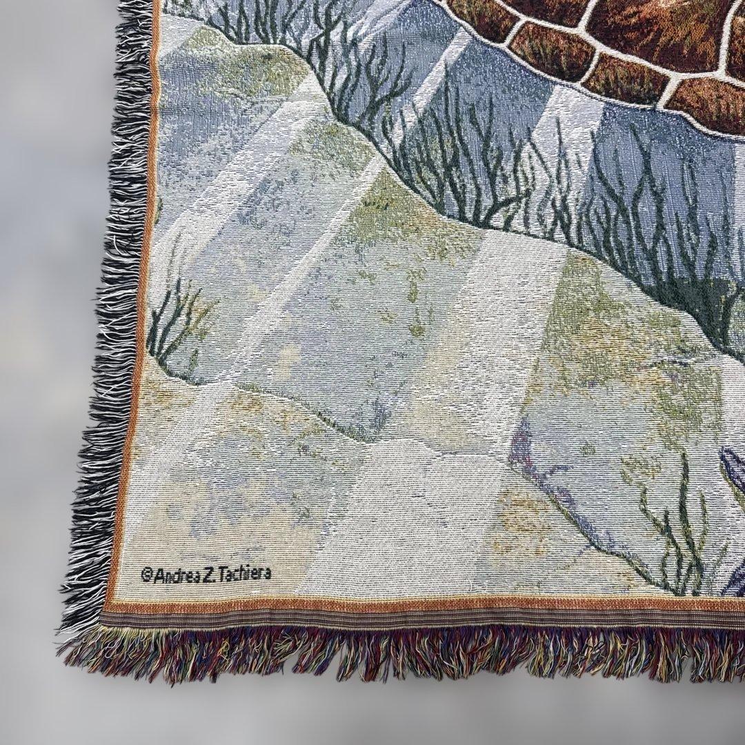 オーシャン系　海亀　マルチカバー　ソファカバー　ヴィンテージラグ　158x131