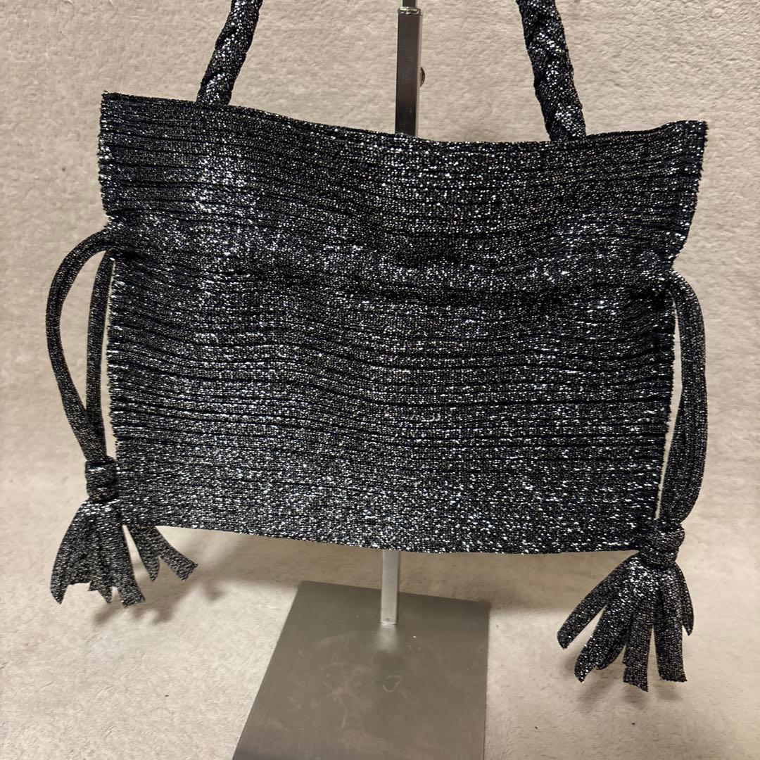 極美品⭐️pleats please プリーツ　巾着　バック　フリンジ