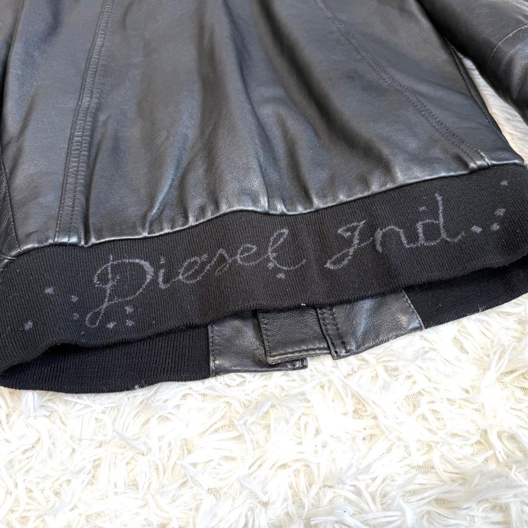 ディーゼル DIESEL 本革 レザージャケット ブルゾン ロゴ刺繍 M