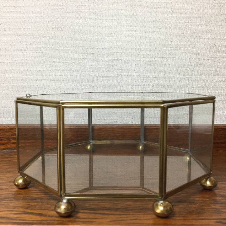 クリスマスセール♪ビンテージ☆八角型ガラスジュエリーケース ショーケース 収納