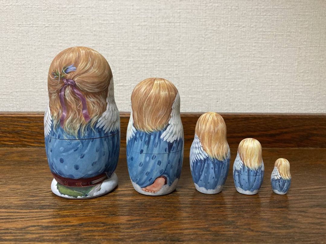 ロシア雑貨☆天使マトリョーシカ(5P)10cmバルスコワ作リダ工房