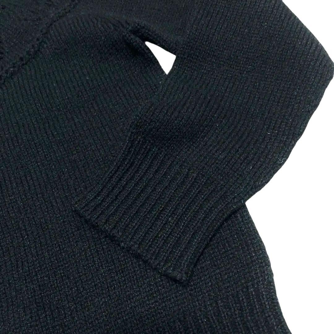 【美品】MARGARET HOWELL 透かし編み ウールニットカーディガン 黒