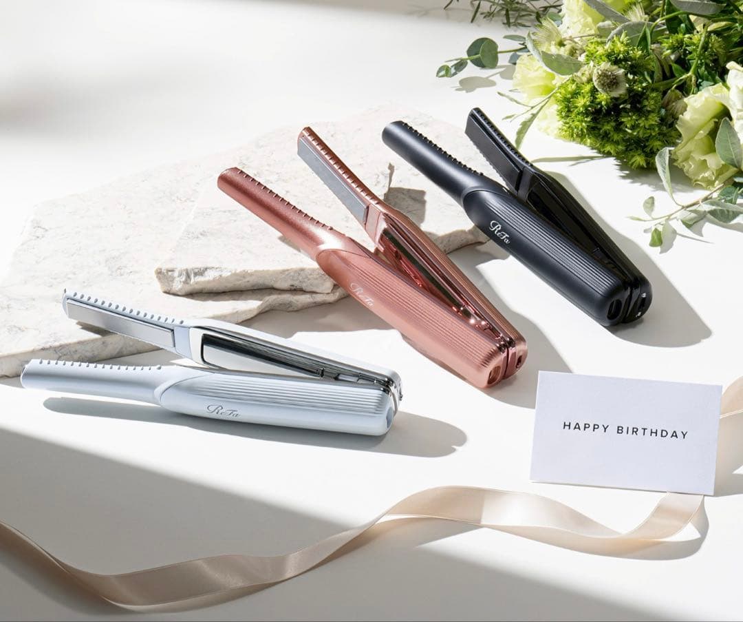 ストレートヘアアイロン refa リファ　ローズゴールド　持ち運びアイロン