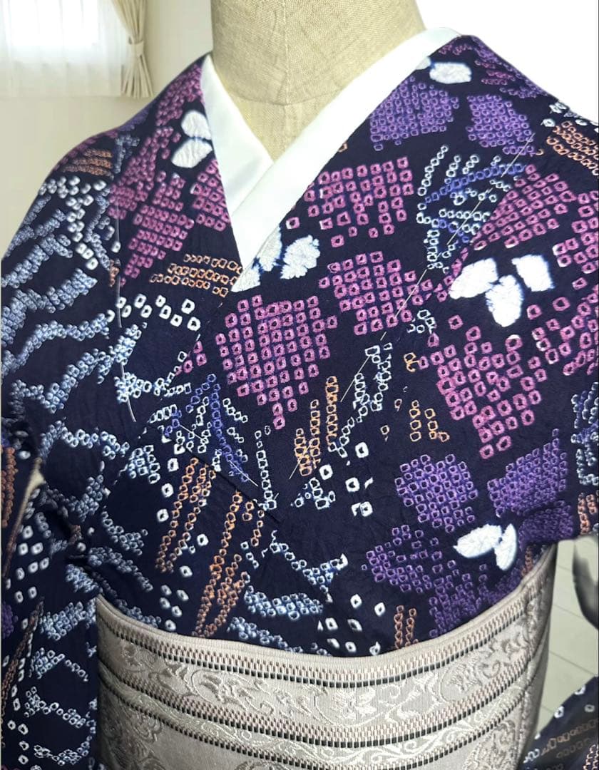 2点セットトールサイズ✨新品美品✨有松鳴海絞り浴衣　藍染に紫