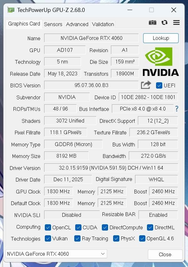 グラフィックボード・グラボ・ビデオカード GALAKURO GAMING NVIDIA GeForce RTX 4060