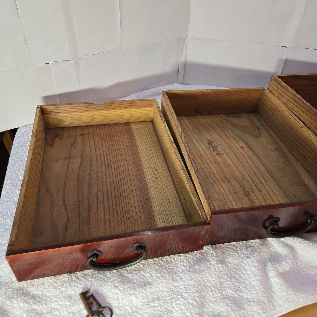 酒田地方　欅　船箪笥　鍵付　時代箪笥　古民具　銭函　銭箱　千両箱　舟箪笥　船金庫