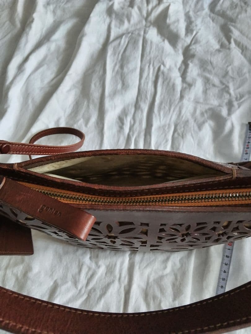 【genten】ブラウン カットワーク2waysバッグ 本革