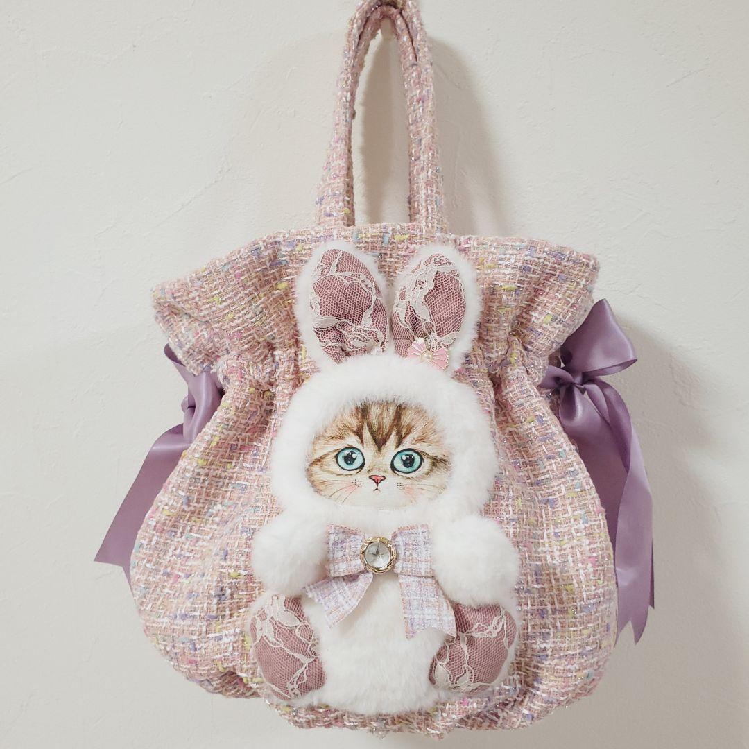 ね*】様 ハンドメイド 丸底巾着 バッグ コヤンイサムチョン ねこ