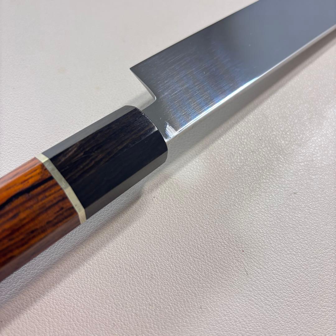 270mm 切付柳刃包丁 鏡面　天然木八角柄 刺身包丁 「全鋼」'+