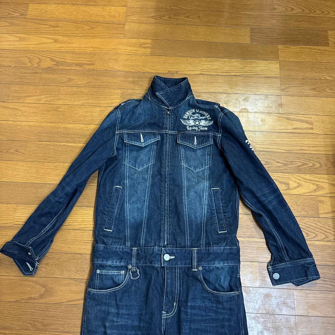 VANSON LEATHERS ダークデニムオーバーオールつなぎ