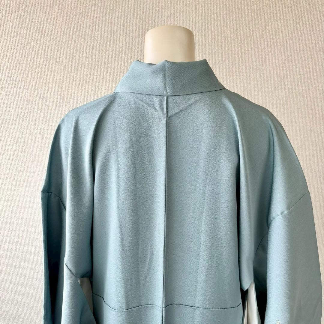 付け下げ 友禅 紋無し 浅縹色 水色 正絹 丈160 裄64 IS1081☆