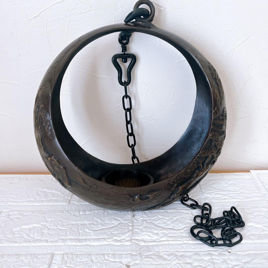 満月 吊り花器 鋳物 花入れ 鉄製 和モダン 茶室 飾り 工芸品 池坊 花器