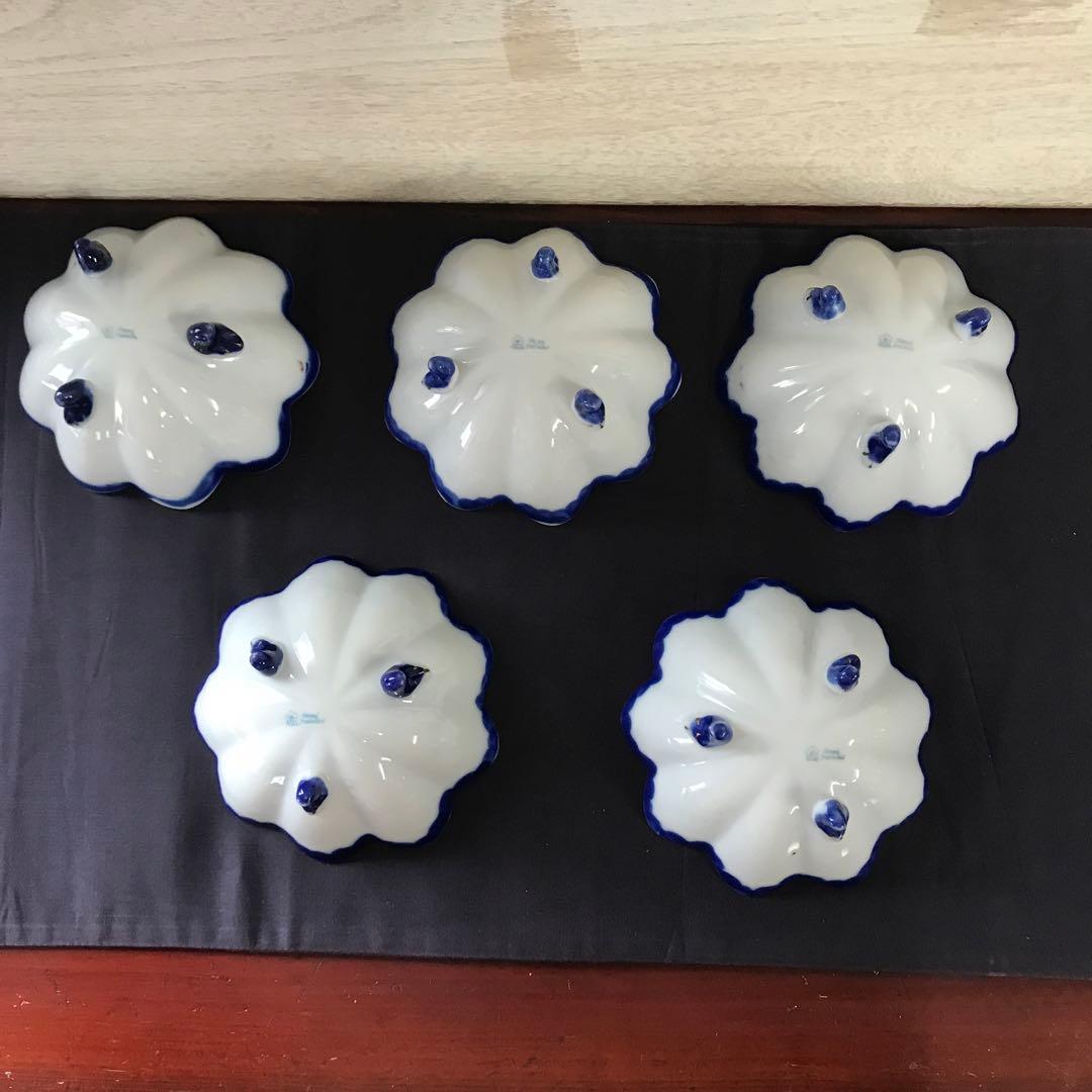 オールドノリタケ風　金盛り薔薇装飾　3脚ボウル5客