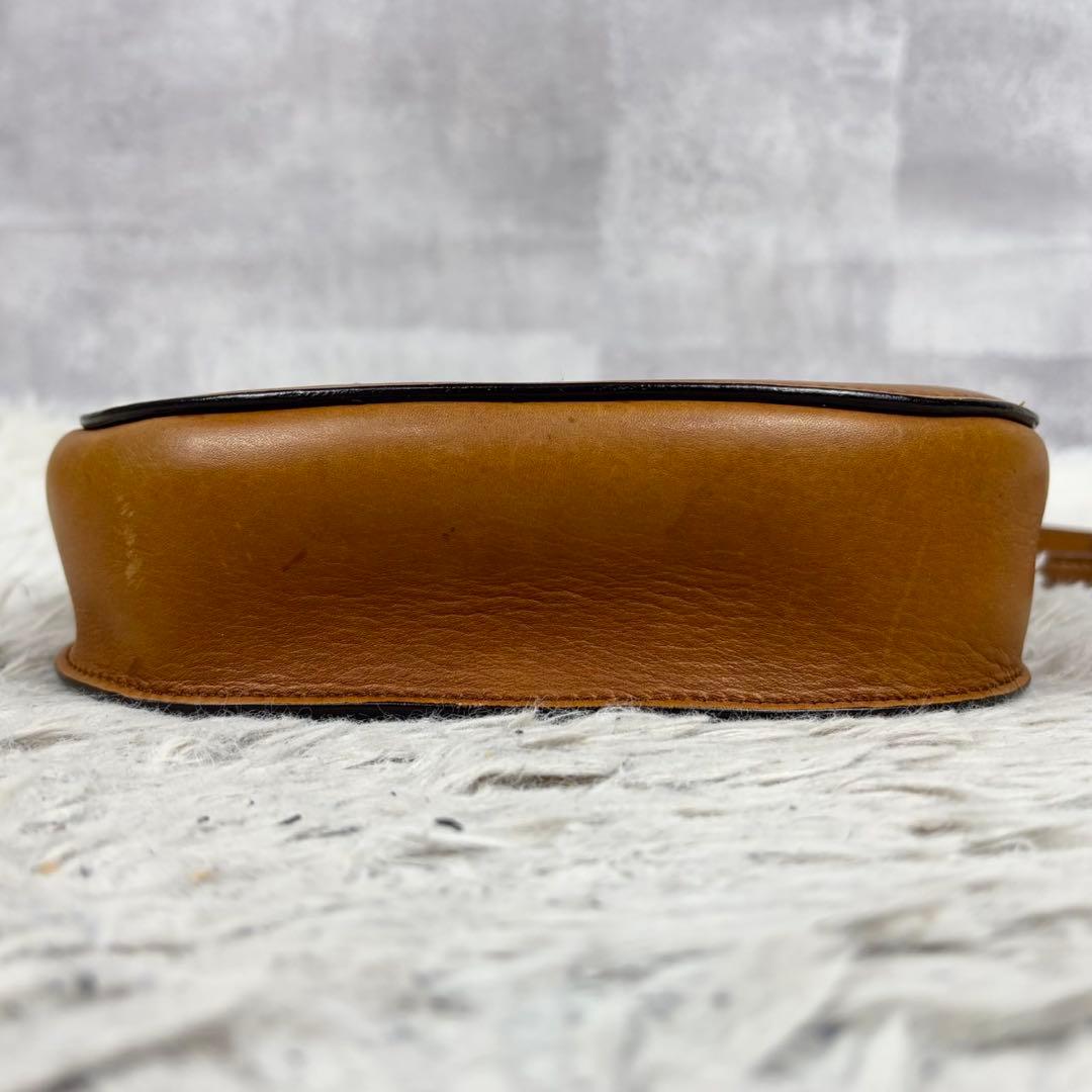 美品 CELINE レザー ショルダーバッグ マカダム柄 斜め掛け ブラウン 茶