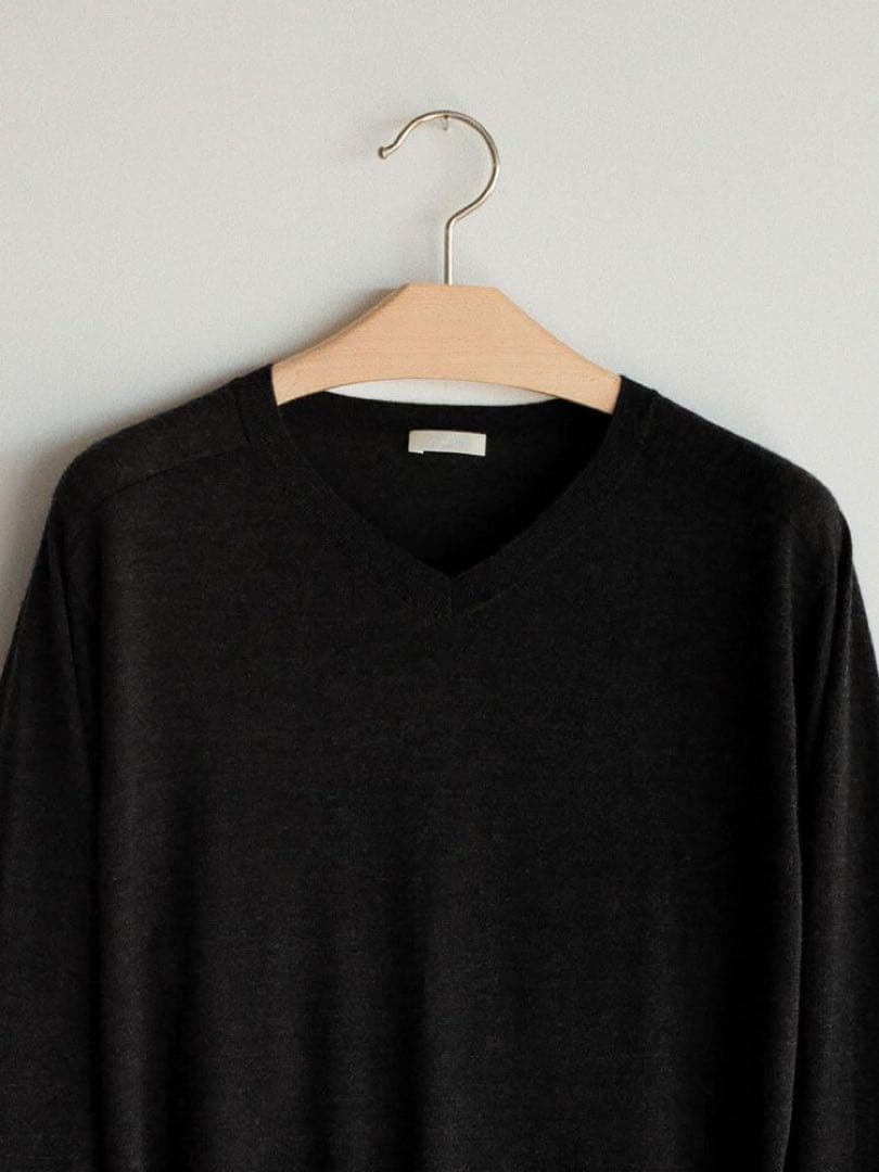 トップス LIDNM W/Si/Ca 18G V Neck Knit ASH BLACK
