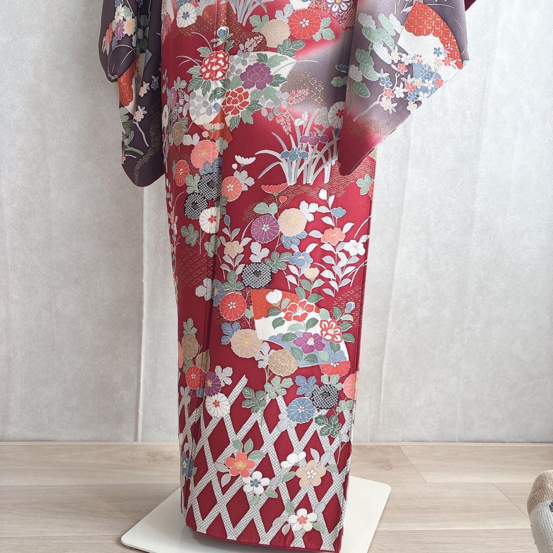 付け下げ　小紋　フルセット　着物　トールサイズ　正絹　訪問着　鮮やか美　J1