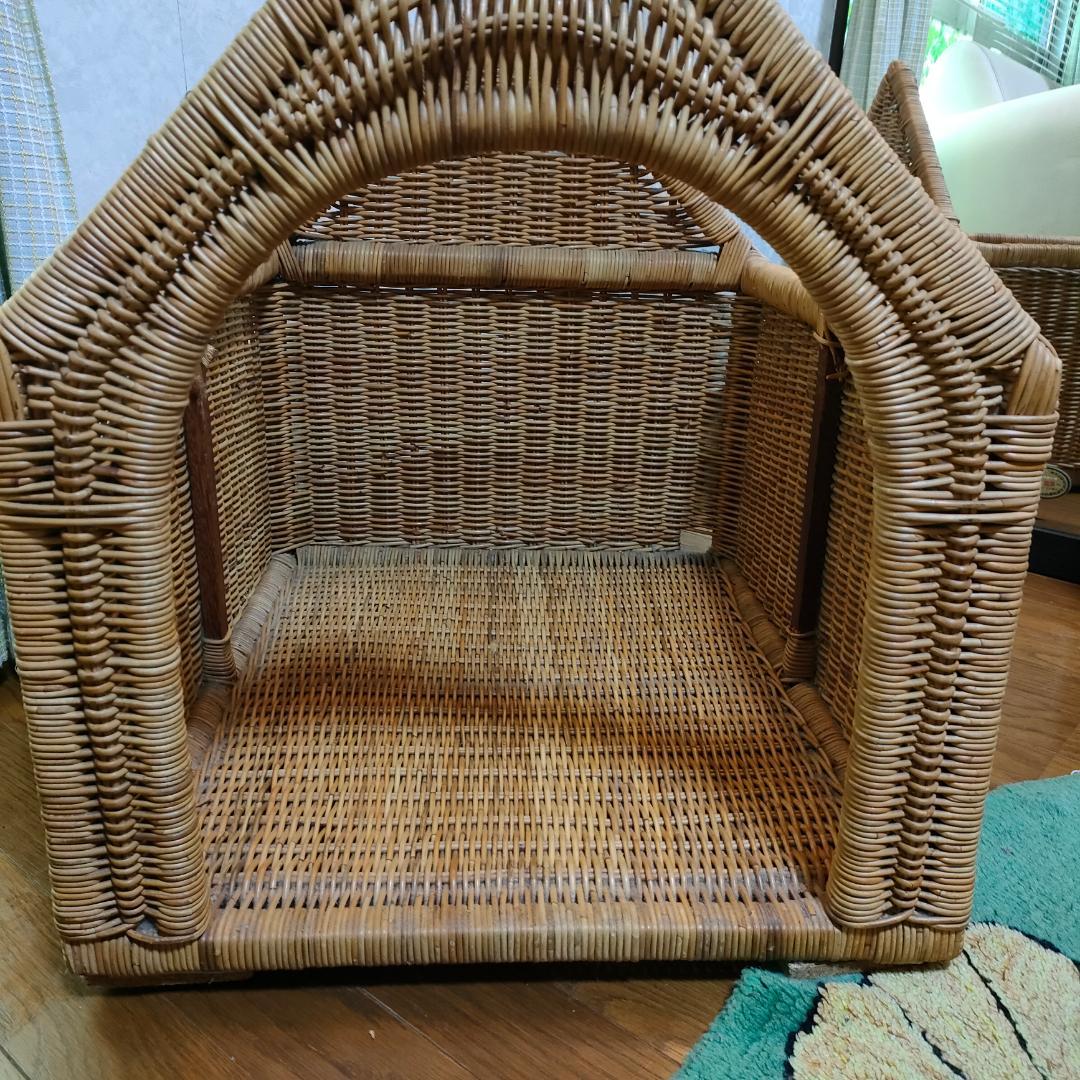 【愛犬の家】　ペット小屋　ラタン 籐　室内用　小型・中型犬　幅62cm