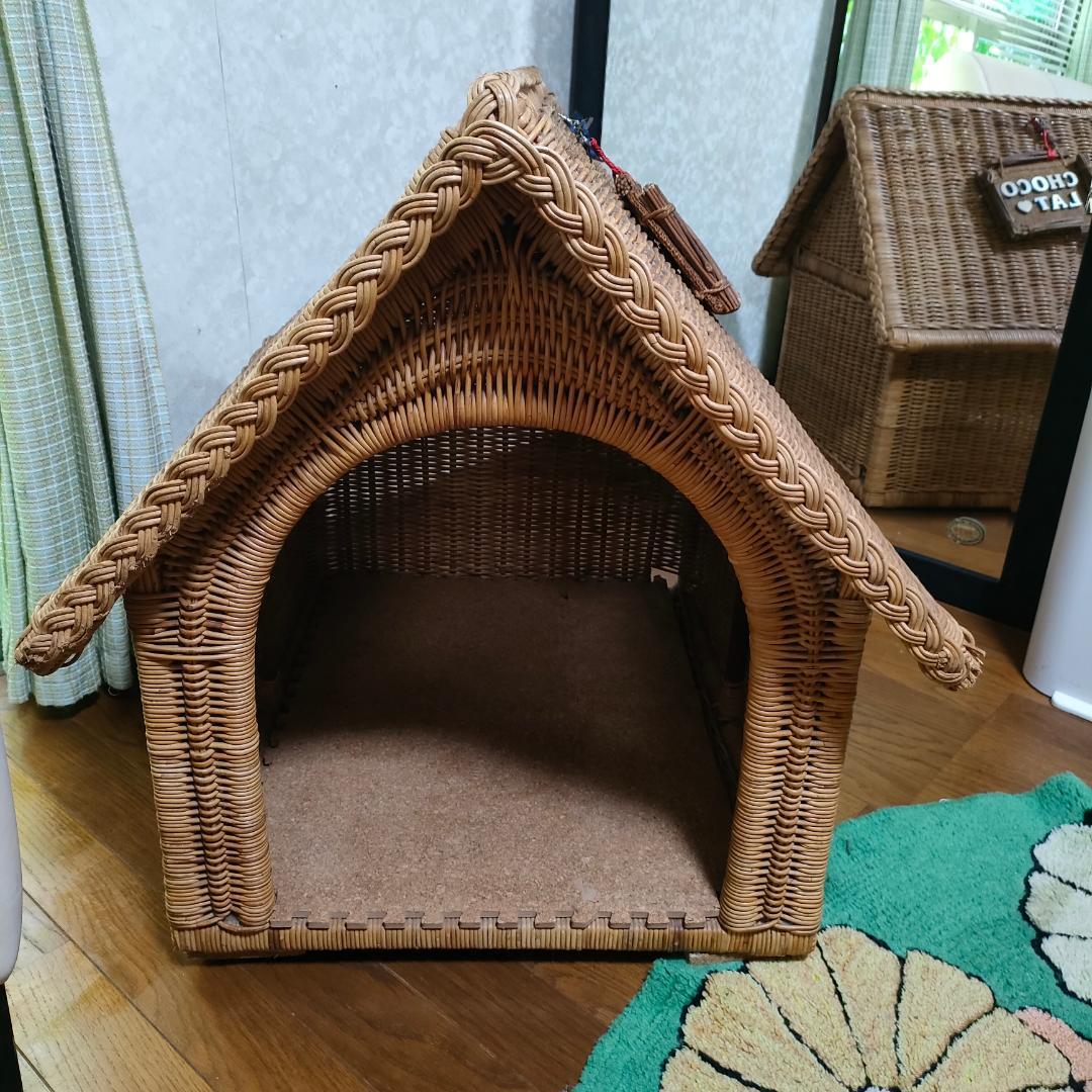 【愛犬の家】　ペット小屋　ラタン 籐　室内用　小型・中型犬　幅62cm