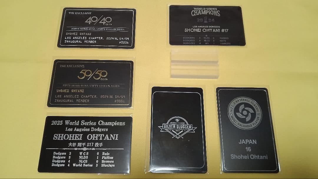 【 ドジャース 大谷５０ー５０金銀 ボール＆各種記念プレート６枚＆空ケース４個】