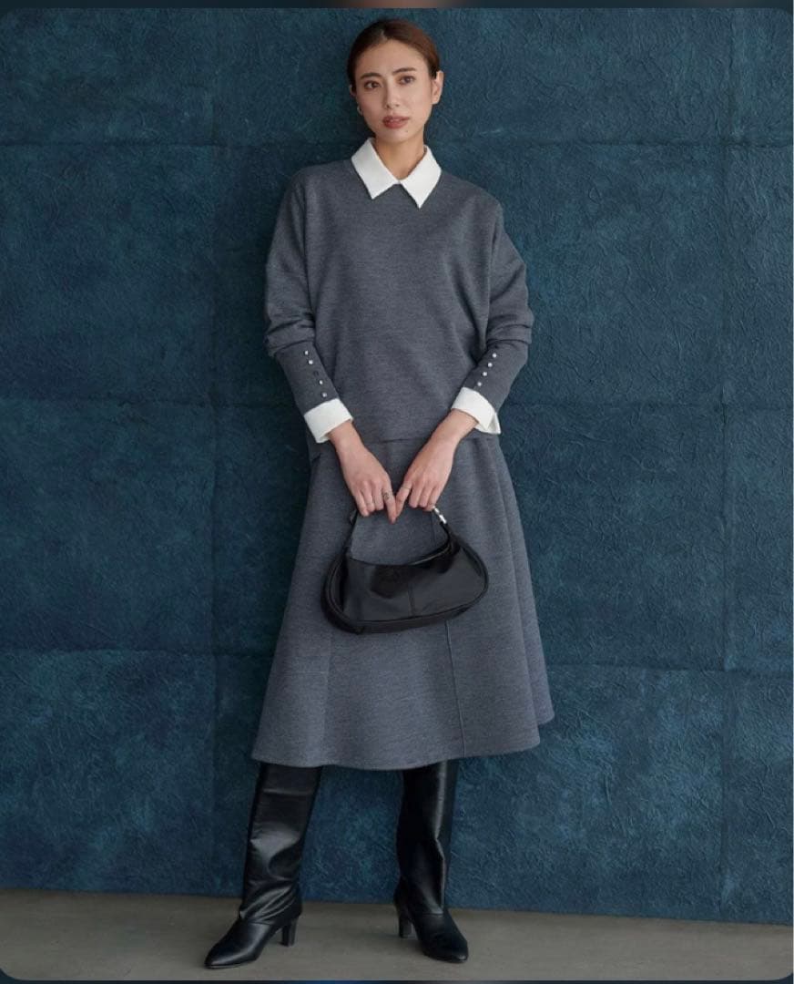 iCB今季　マラボーテＷジョーゼット ボウタイ付きシャツカラートップス