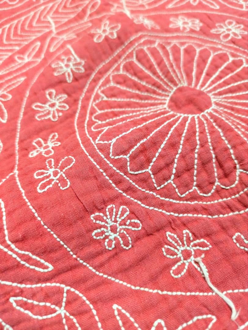 #167 ヴィンテージ ラリーキルト / カンタキルト ソファカバー /ラグ 赤