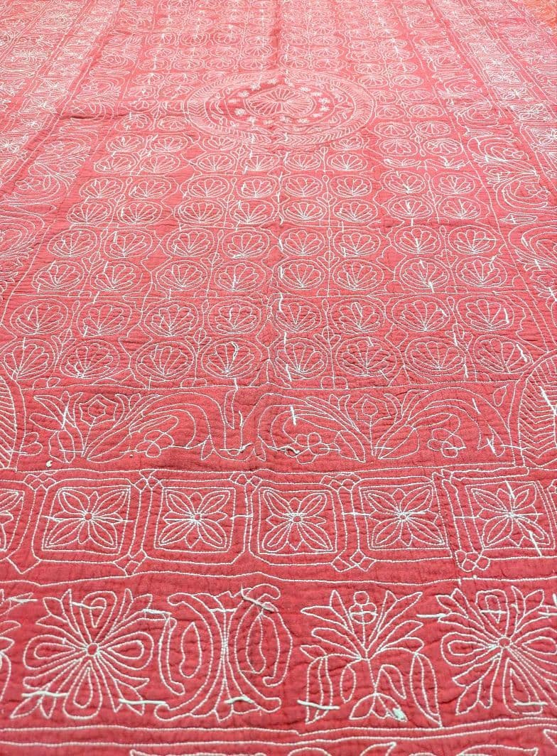 #167 ヴィンテージ ラリーキルト / カンタキルト ソファカバー /ラグ 赤