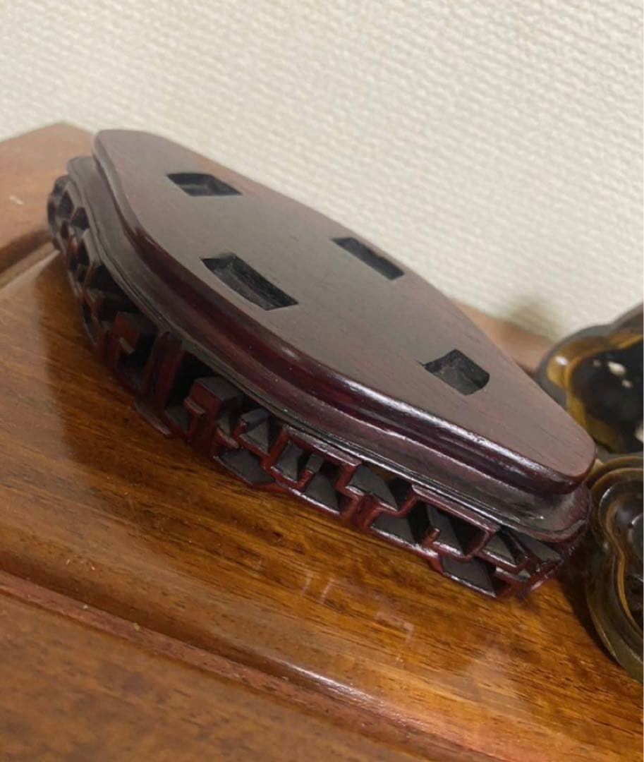 中国古美術  天然琥目石香炉  唐木台  古玩