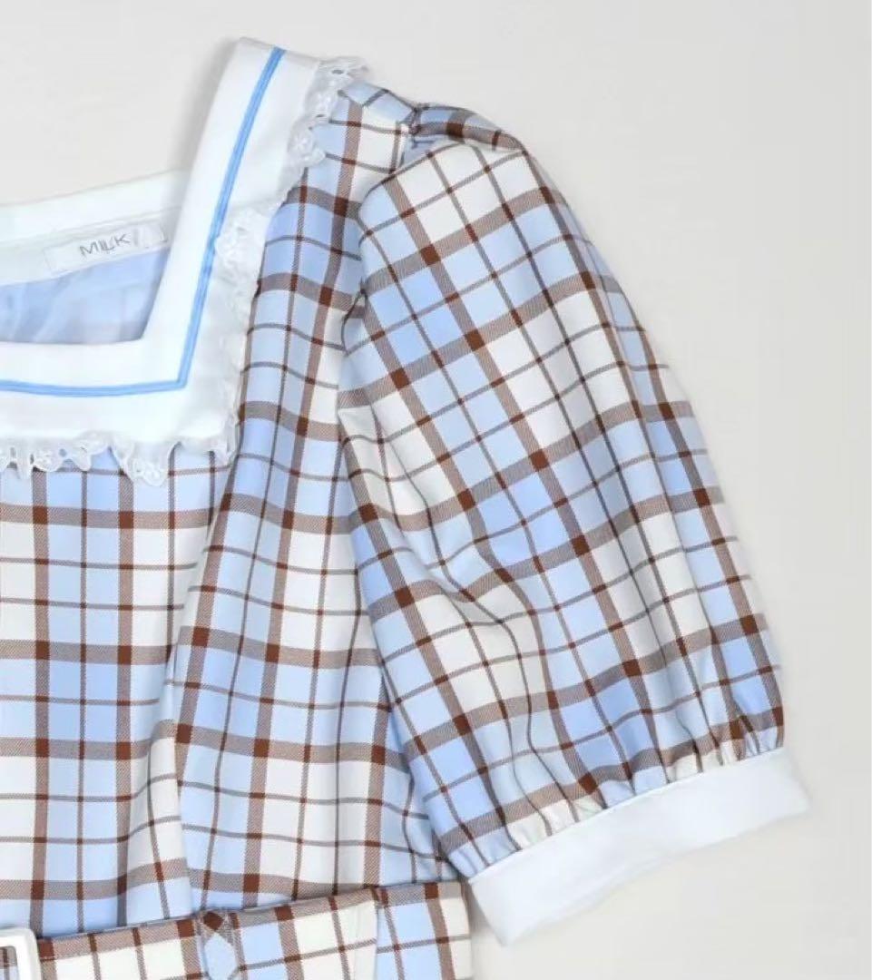 【完全最終値下】 GIRL POPS OP ワンピース サックス チェック 水色