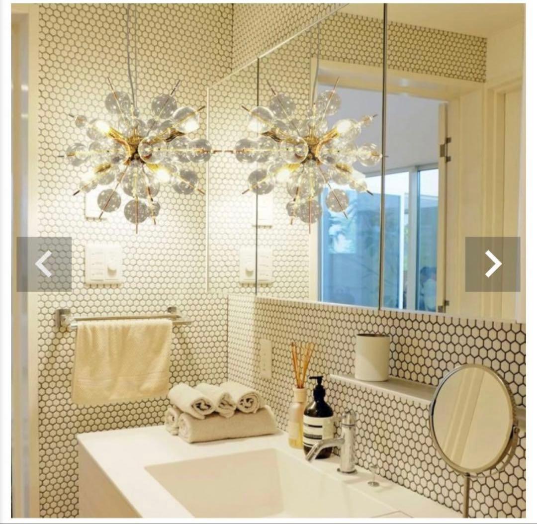 6灯シャンデリア　バブルライト　ペンダントライト　おしゃれ　ゴールド　ミニ