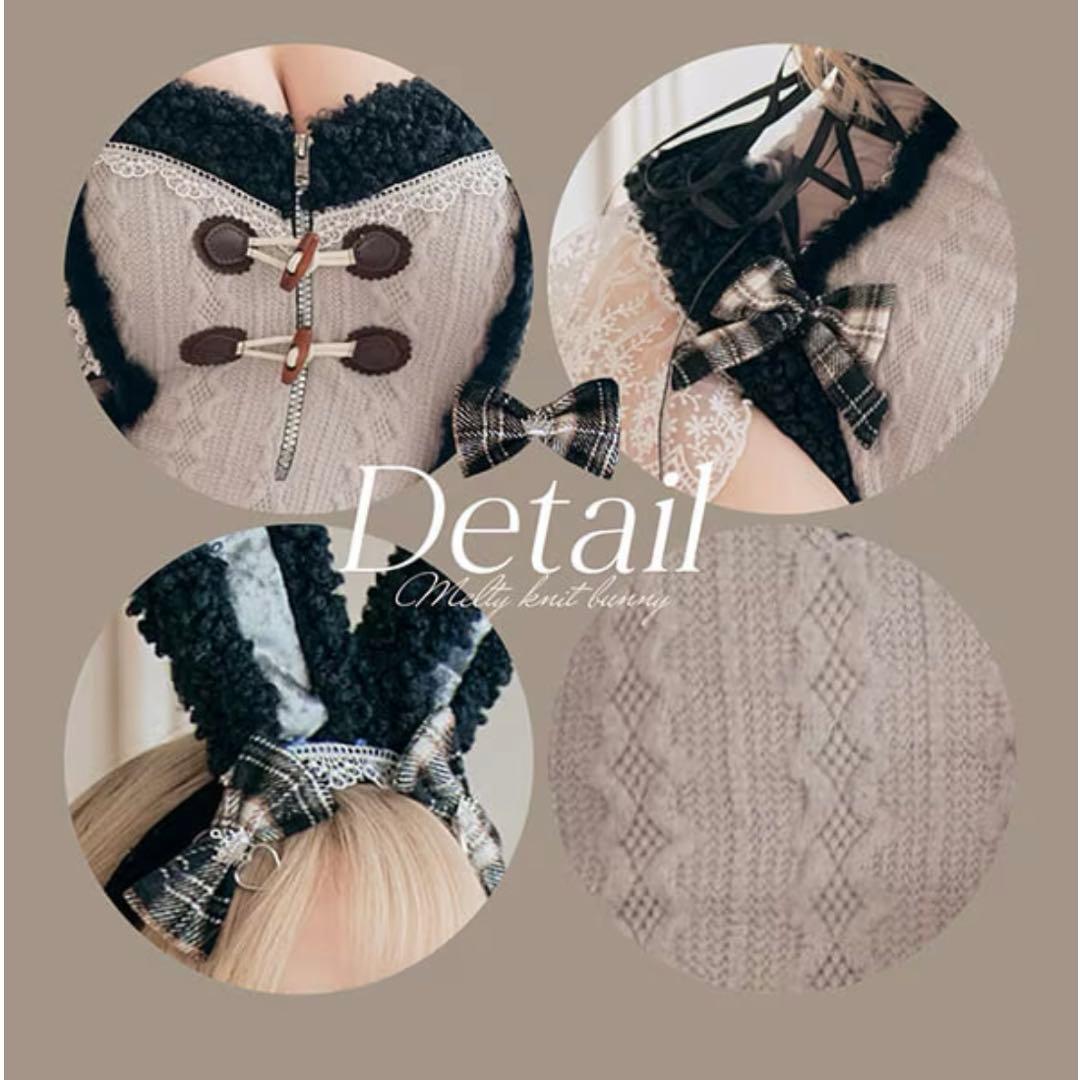 Malymoon マリームーン メルトニットバニー グレー×ブラック Sサイズ