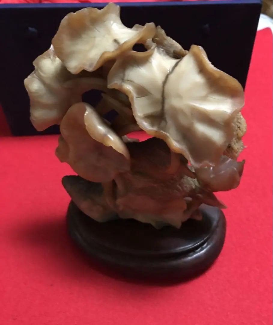 寿山石　石彫刻　花鳥、ハスの花　美術彫刻芸術品