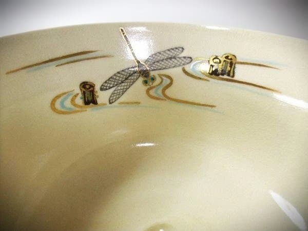 「仁清写蜻蛉文」手描きトンボ模様の茶碗