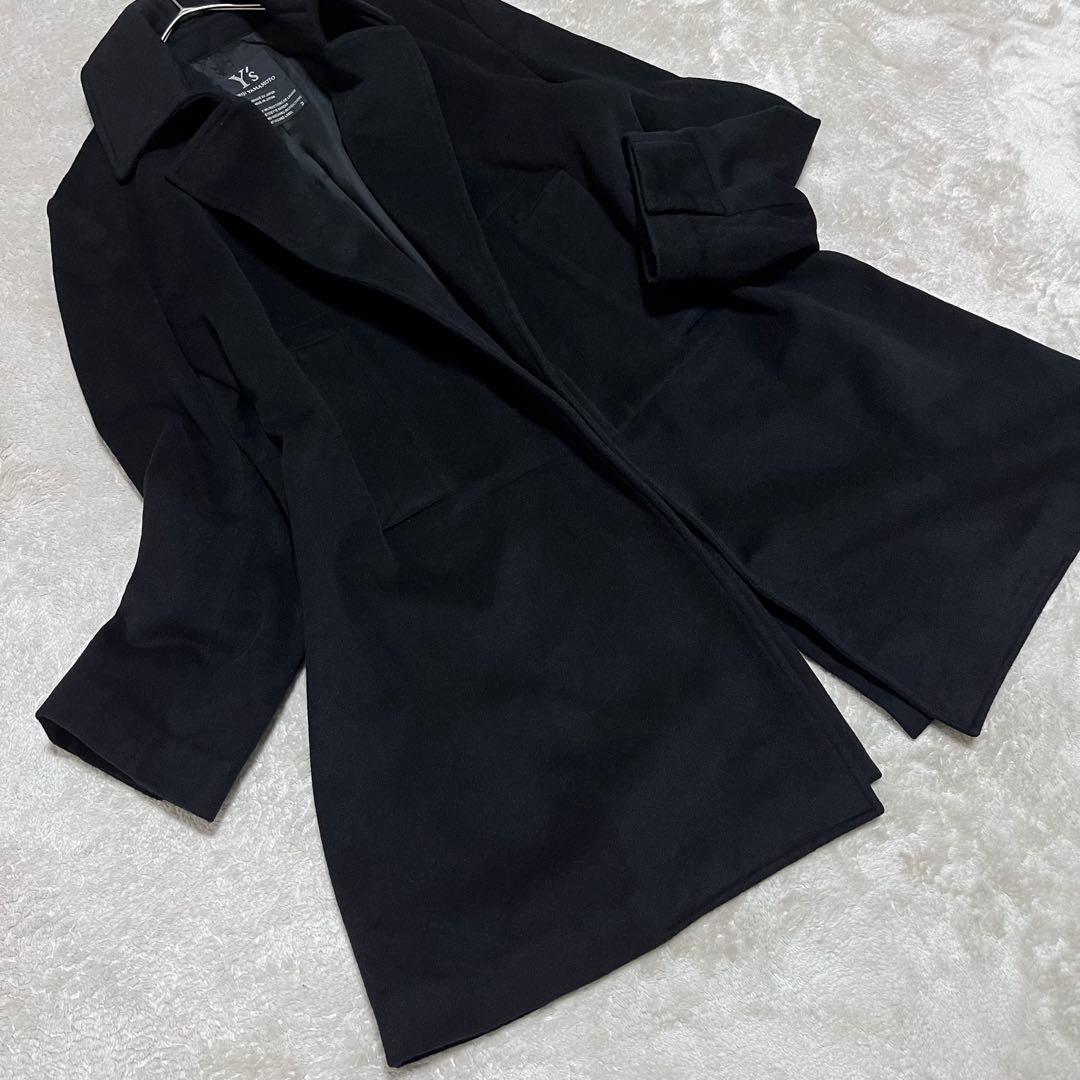 ワイズ　ヨウジヤマモト　ウール、カシミヤ　ノーボタン　コート　オーバー