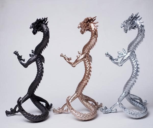 ドラゴン タイガーアイ丸玉付き ３体セット 高さ15cm 龍の置物 竜 風水