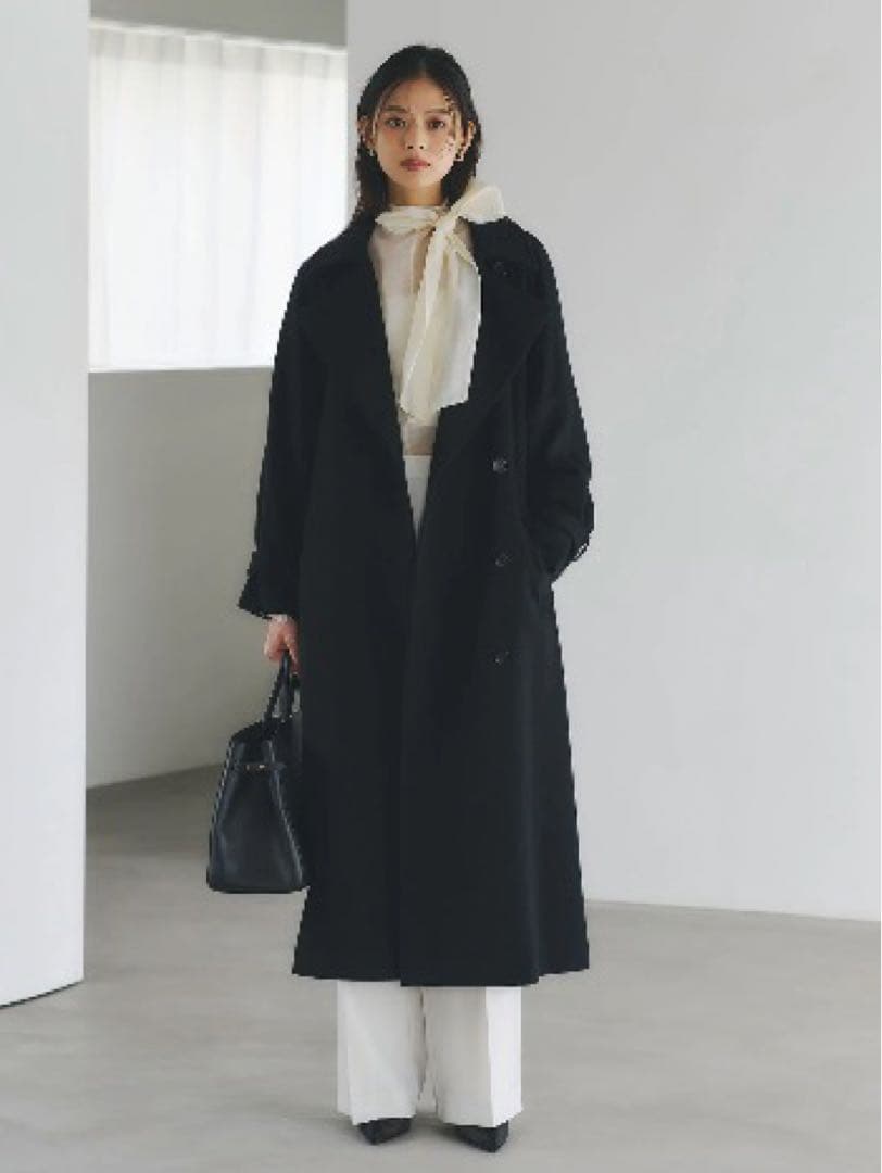 ánuans アニュアンス　ハイネックシアーボウタイブラウス