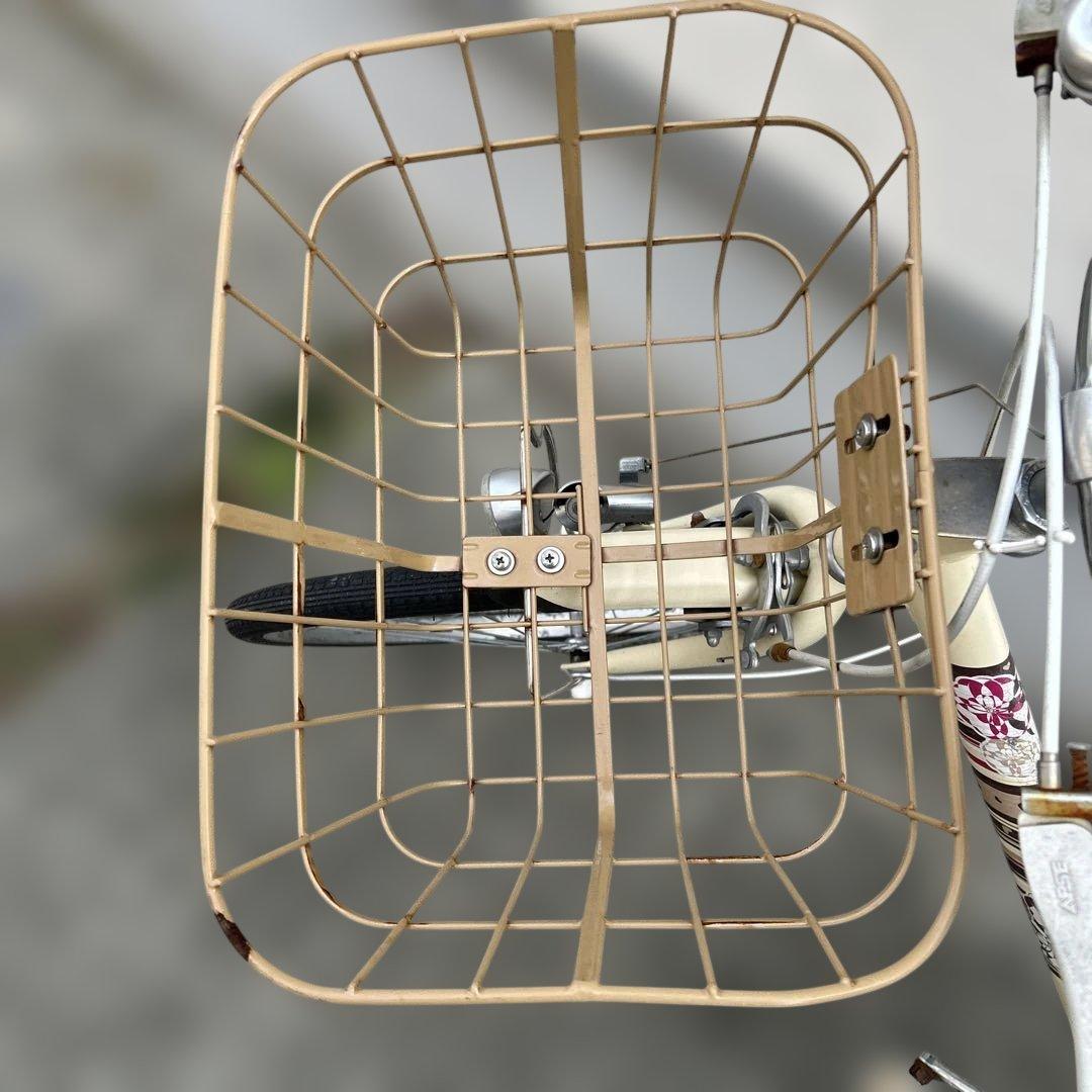 【引き取り希望】子供用自転車 クリーム色 金属バスケット付き　ブリヂストン